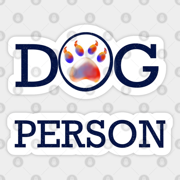 Blue Distressed Dog person slogan with Cute Paw print pattern, psychedelic trippy colours colors Sticker by Artonmytee